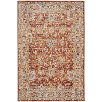 Sahar SHR02 Traditional Persian Vintage Distressed Floral Ornate Medallion Border Soft-Touch Polyester Low Profile Short Pile Rust Rug-Nourison-Rug Love - The Most Loved Rug Store